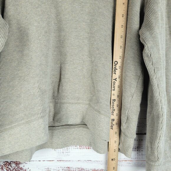 Everlane Hoodie Womens L Beige Tan Thermal Waffle 100% Organic Cotton Pullover - Picture 2 of 9